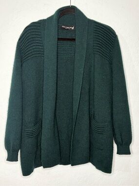 Alpaca Connection Cardigan Open Front Green Blue Women XL Shawl Collar Alpaca
